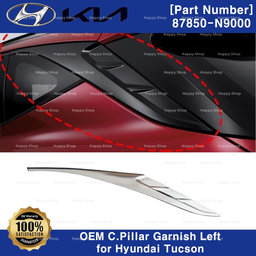 Genuine OEM 87850N9000 Garnish C Pillar Left Chrome for Hyundai Tucson 2022-2024