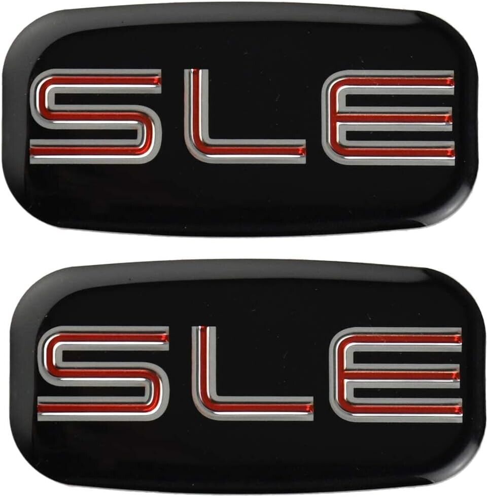 Red Silver SLE Cab Emblems Badge Roof Pillar For 99-07 YUKON Suburban-2pcs