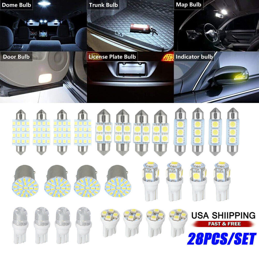 28Pcs LED Car Interior Inside Light Kit For Dome Trunk License Plate Lamp Bulbs 28Pcs LED Car Interior Inside Light Kit For Dome Trunk License Plate Lamp Bulbs