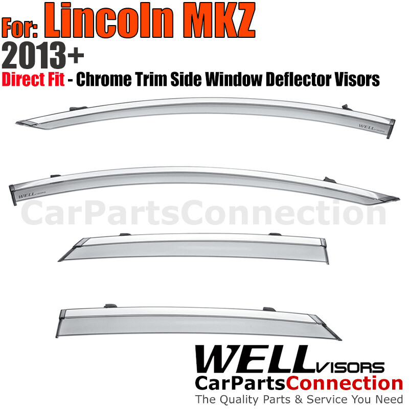 Wellvisors for Lincoln MKZ 13-20 Window Visors Rain Wind Deflectors Chrome Trim