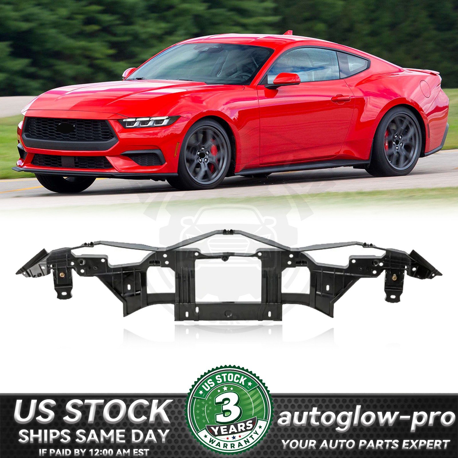 For 2024-2025 Ford Mustang Front Lower Bumper Bracket Black PR3Z17C897A New