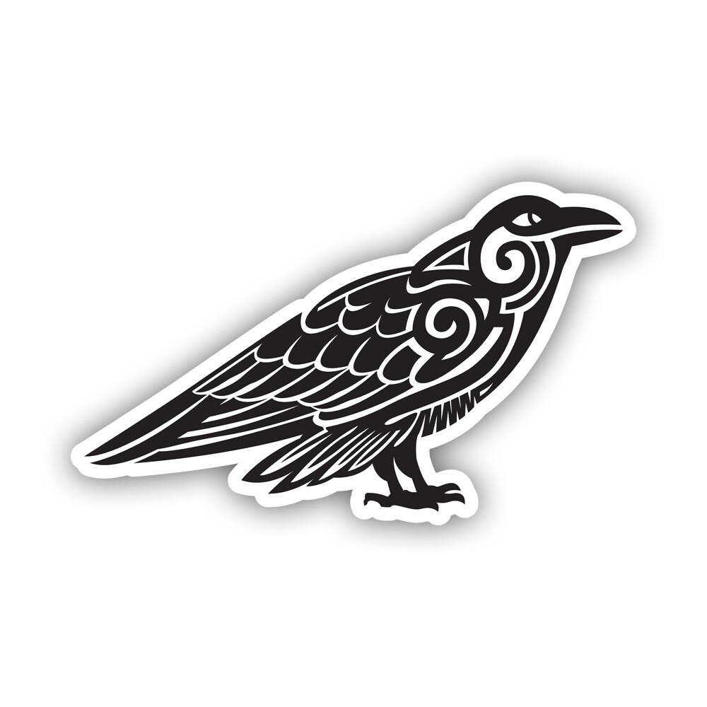 Norse Mythology Viking Raven Sticker Decal - Weatherproof - huginn muninn v2