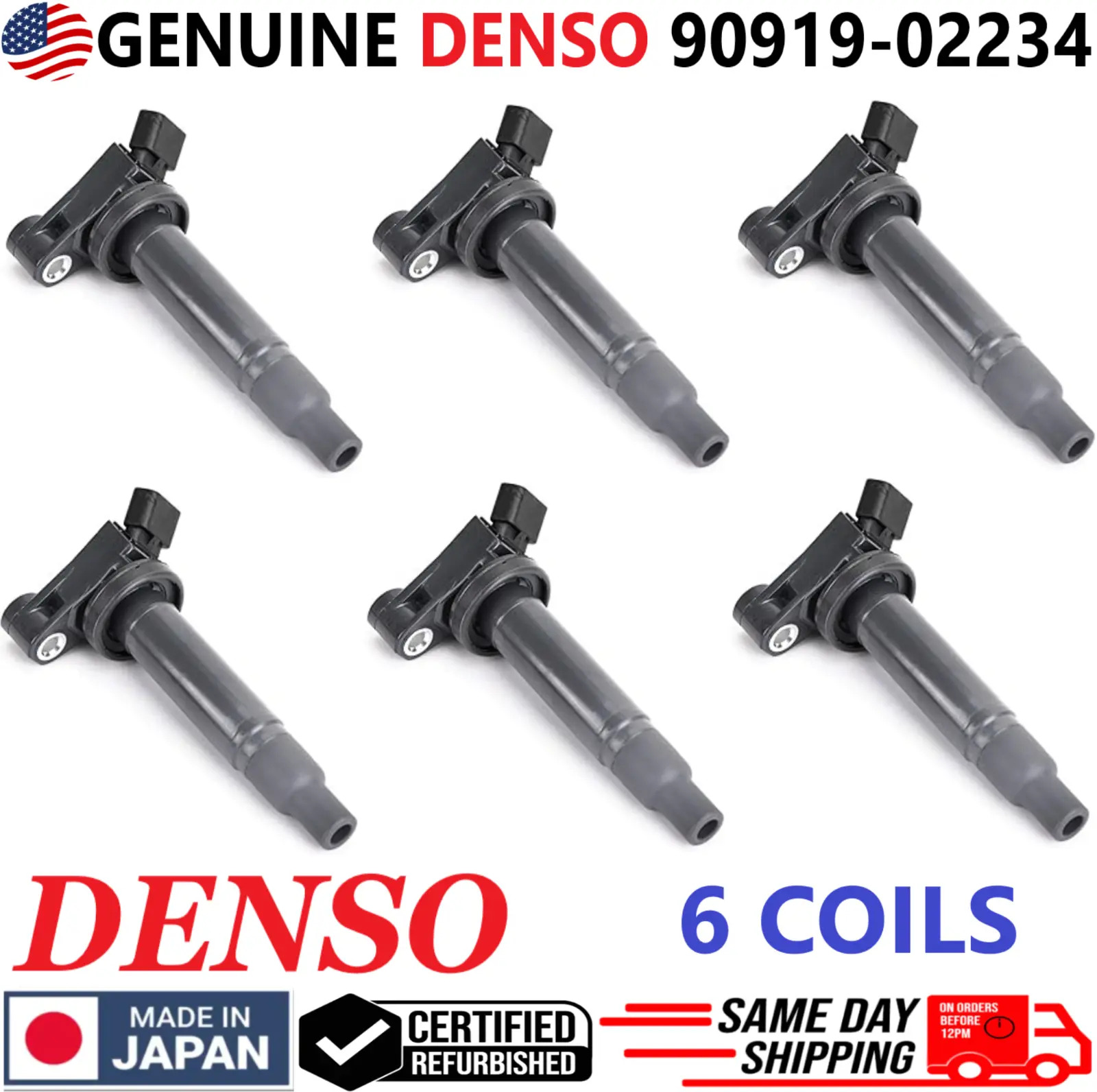 GENUINE DENSO Ignition Coils For 1999-2010 Toyota & Lexus 3.0L 3.3L, 90919-02234