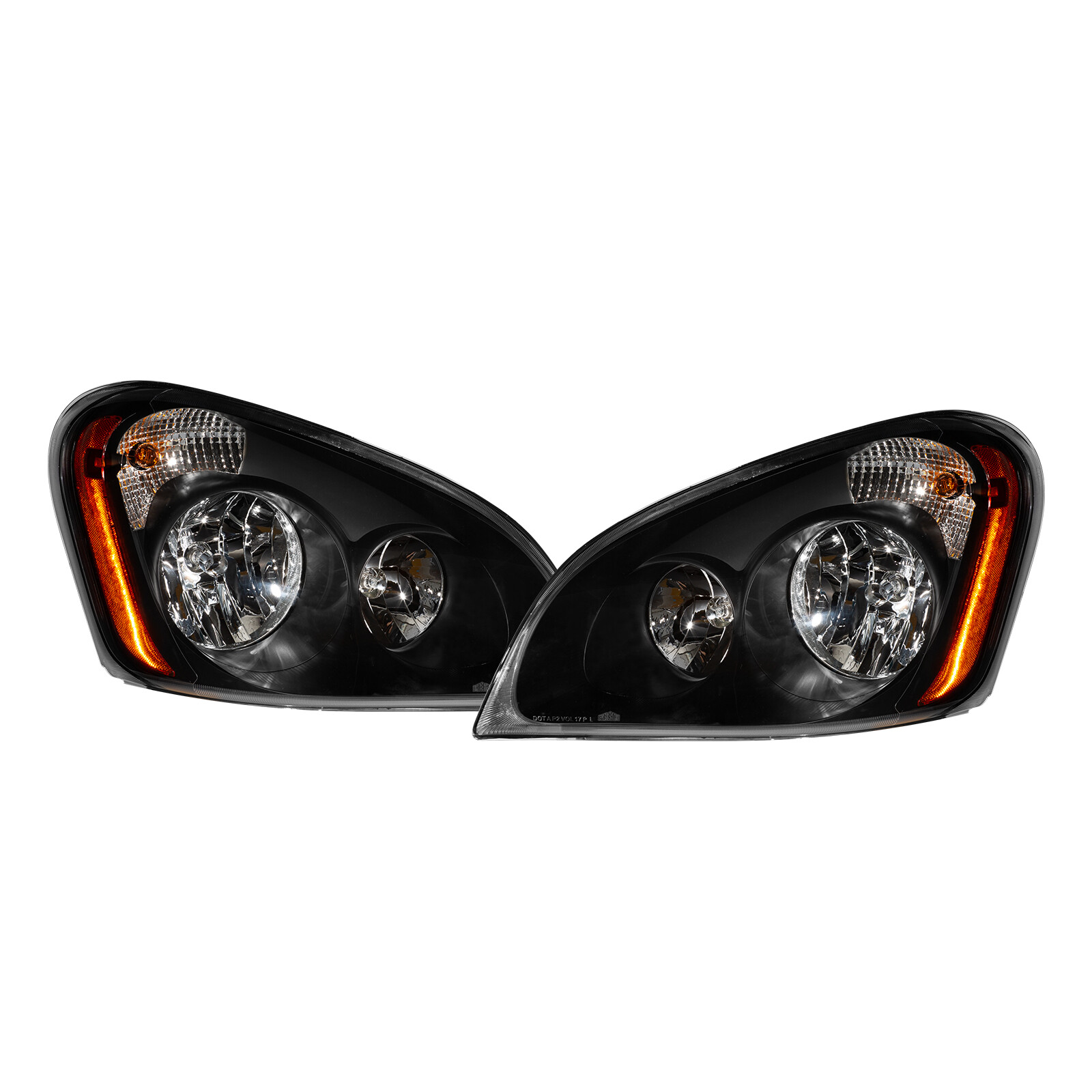 Pair Fit For Freightliner Cascadia 2008-2017 Headlamp  Assembly Black w/ Bulb