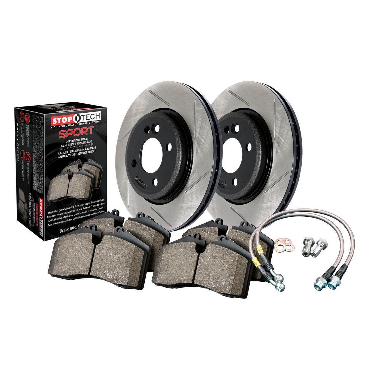 StopTech Sport Axle Pack; Slotted Rotor; Front Brake Kit with Brake lines 977.40