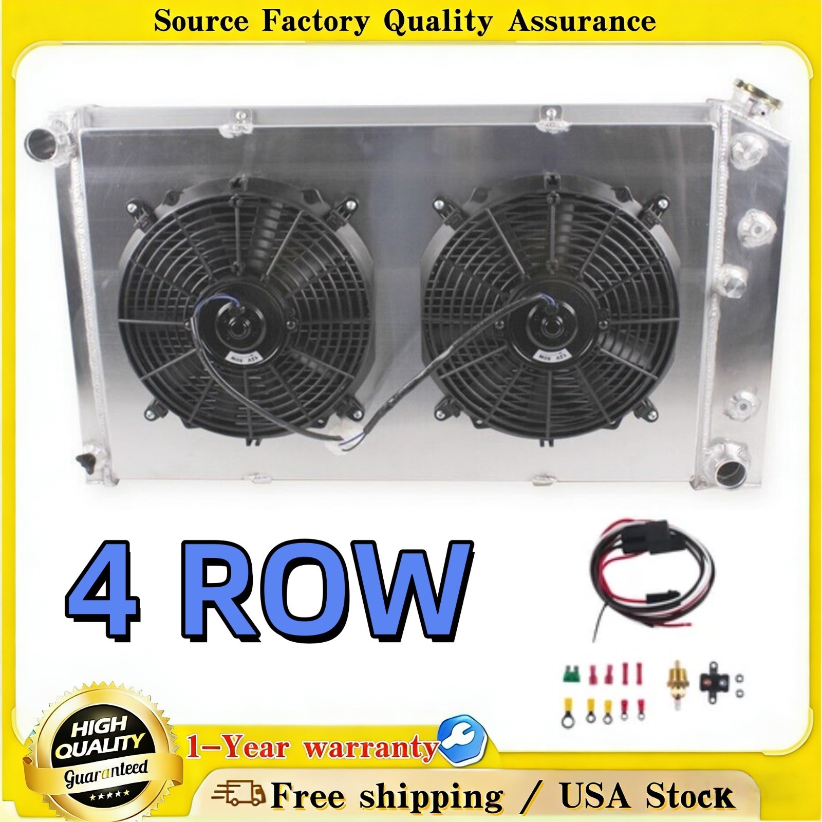4Row Radiator+Fan For 1968-1972 Chevy Chevelle Cutlass Pontiac LeMans GTO 7.4L
