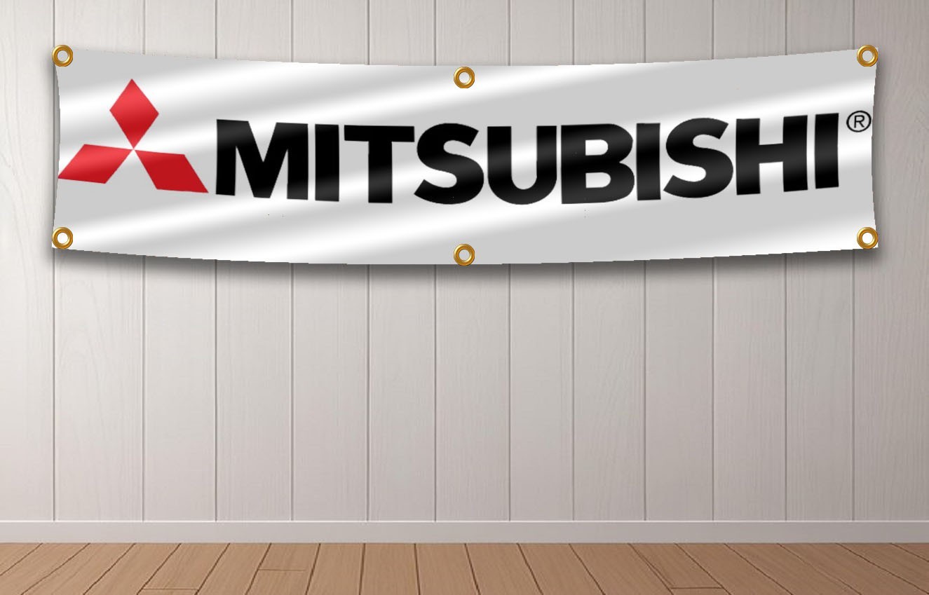 MITSUBISHI banner 2X8Ft flag Garage Wall Art Outdoor workshop