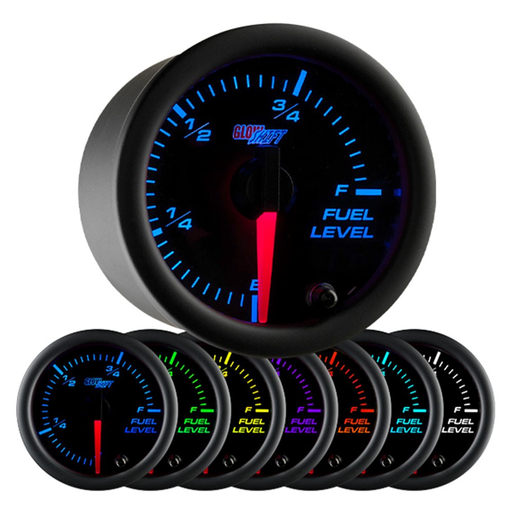 GlowShift Fuel Level Gauge Kit for Gas & Diesel Fuel w/ 10 OHM Levels, Black 7