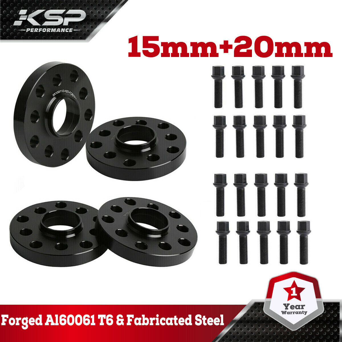 4x for Audi VolksWagen Staggered 15 MM & 20 MM Wheel Spacers 5x100 5x112 57.1 mm