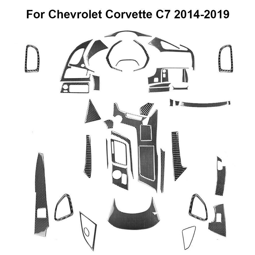 44Pcs Carbon Fiber Full Interior Kit Cover Trim For Chevrolet Corvette C7