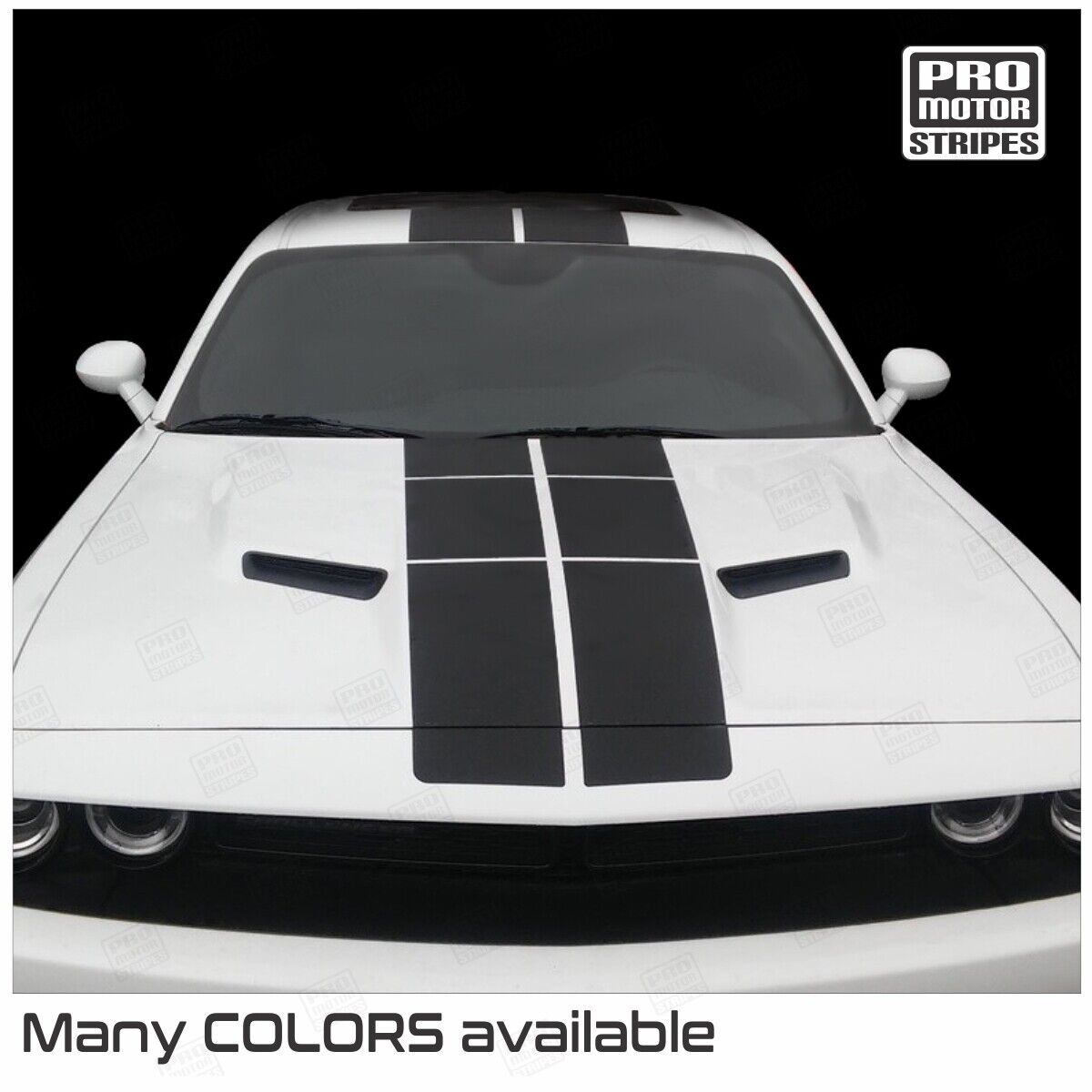 Dodge Challenger 2008-2023 Pulse Rally Top Strobe Stripes Decals (Choose Color)