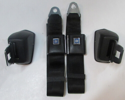 Black Seat Belts For 1964-72 Chevelle A Body Retractable Black Seatbelt Set