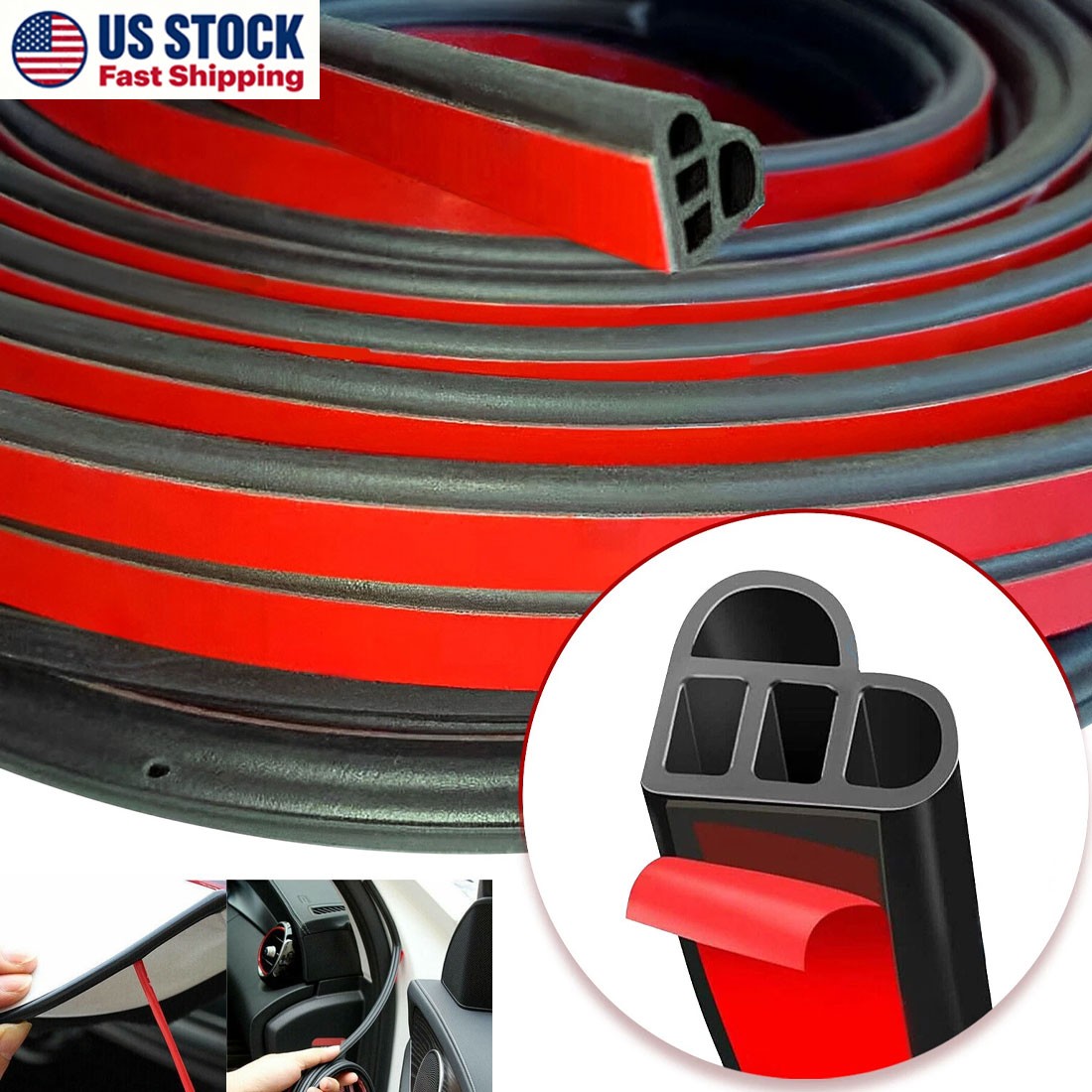 16Ft Car Weather Stripping Door Seal Strip Waterproof Soundproofing Seal Strip