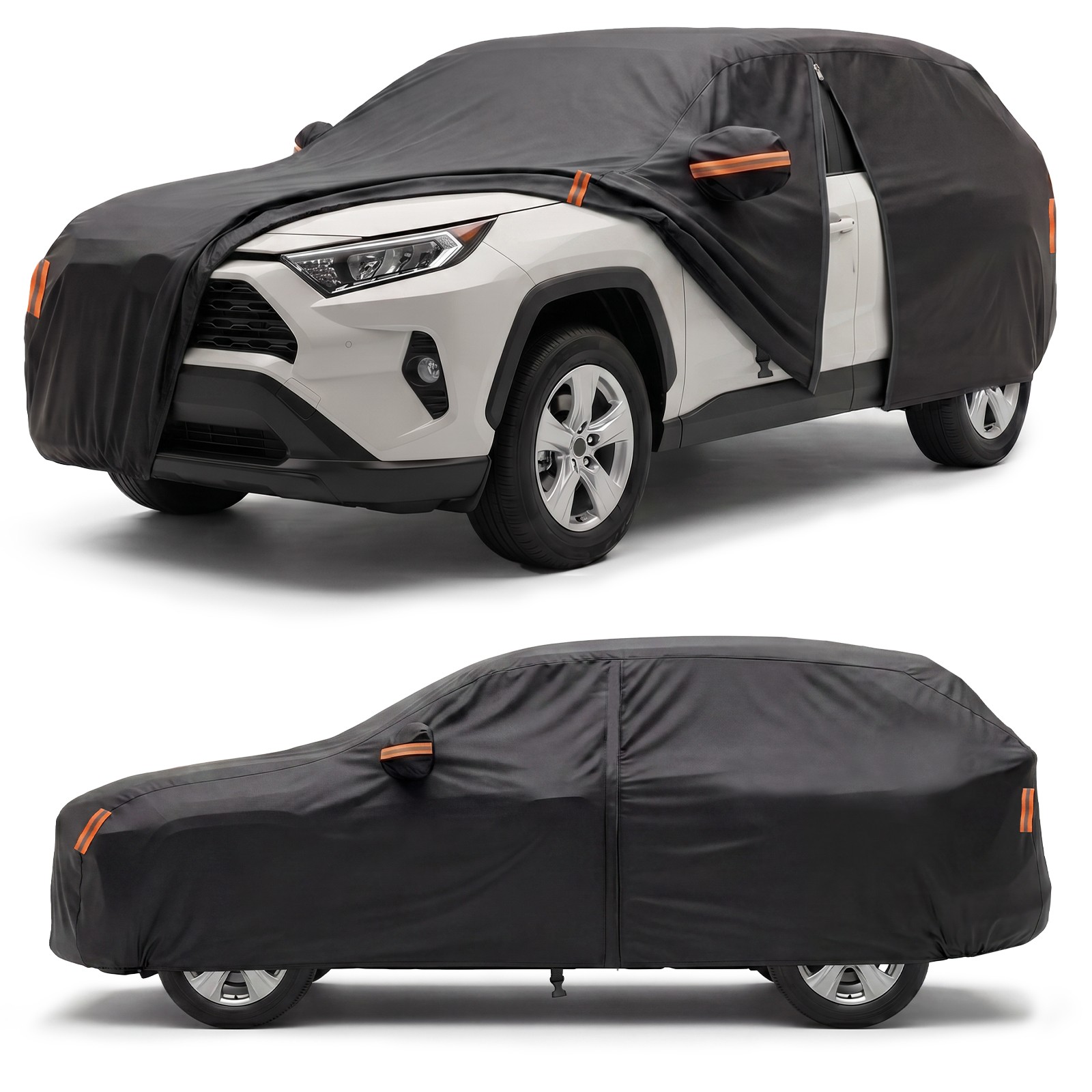 Heavy Duty Waterproof Full Car Cover Sun Rain Snow Dust UV Protector with Zipper