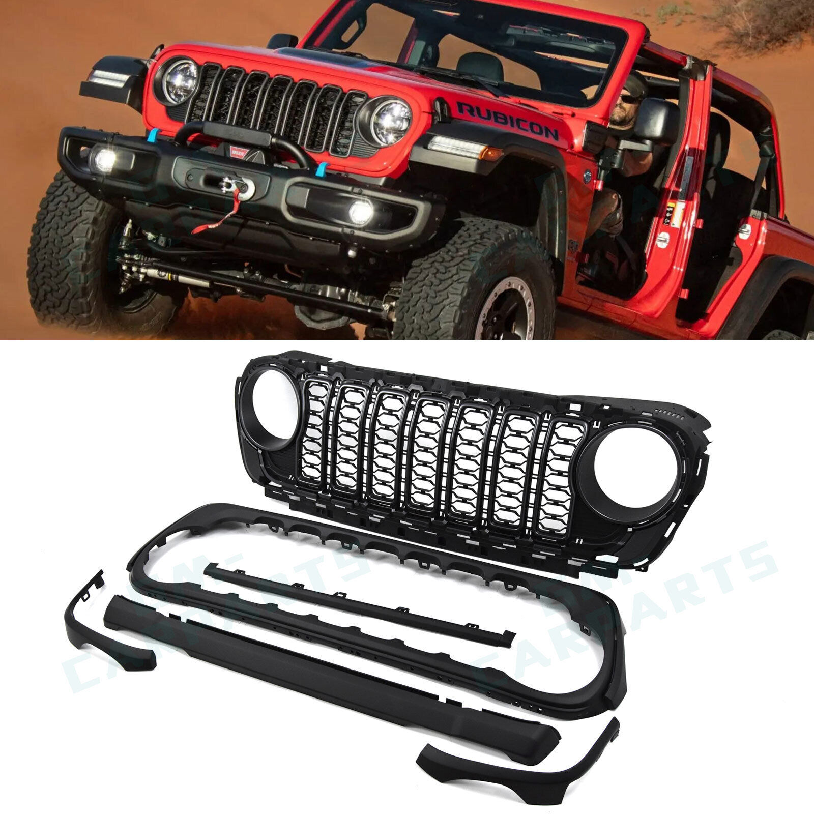 For 2018-2023 Jeep Wrangler JL upgrade to 2024 JL Front Grille W/O Camera Hole