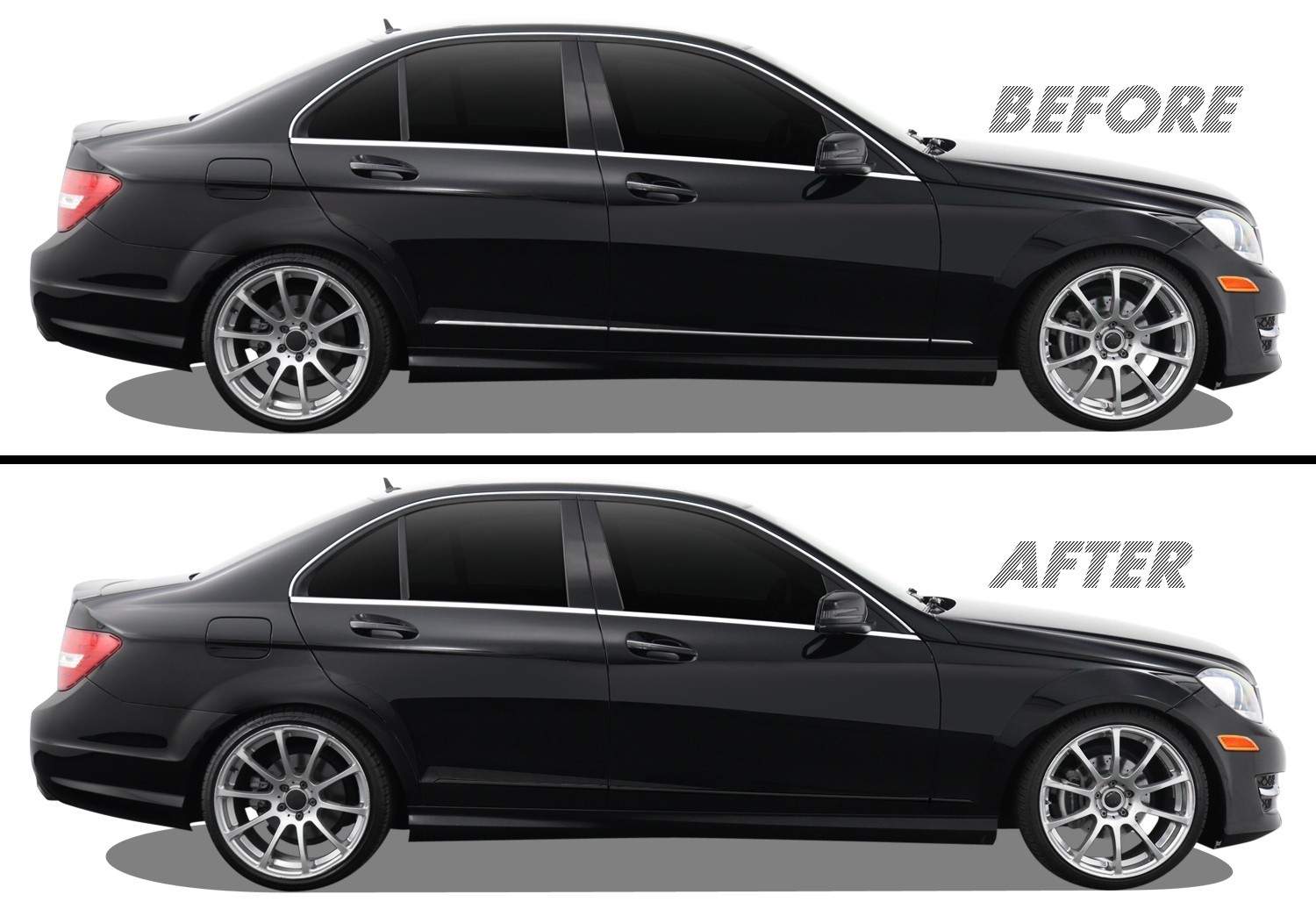 Chrome Delete Blackout Vinyl for 2008-14 Mercedes C Class Sedan Door Mold Trim