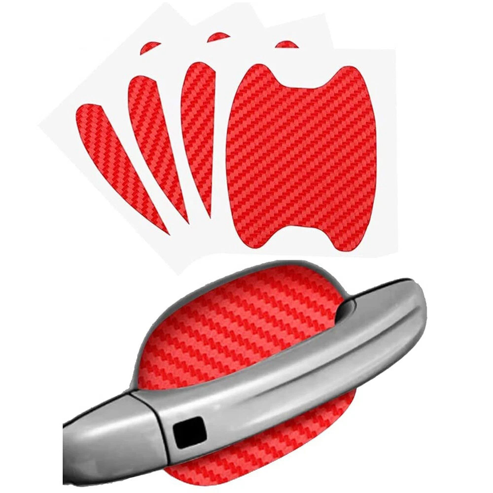Red Carbon Fiber Car Door Handle Protector Film Anti Scratch Sticker 4PCs Set Red Carbon Fiber Car Door Handle Protector Film Anti Scratch Sticker 4PCs Set