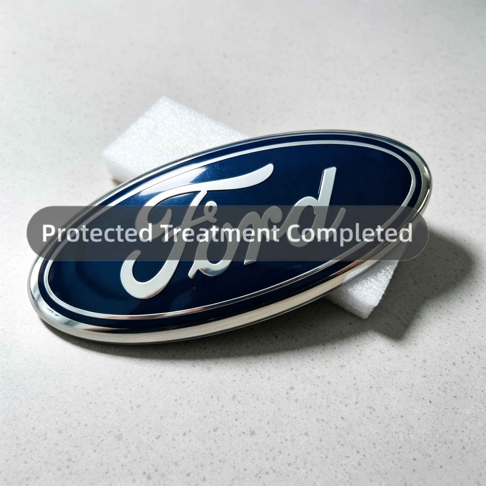 For Ford F150/F250 23cm/9.1in Blue/Chrome Oval Grille Emblem