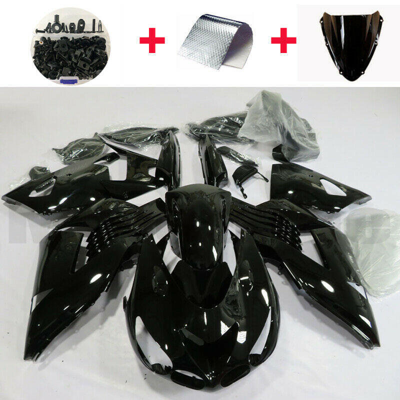 For Kawasaki Ninja ZX14 2006-2011 2007 2008 2009 2010 Glossy Black Bodywork+Bolt