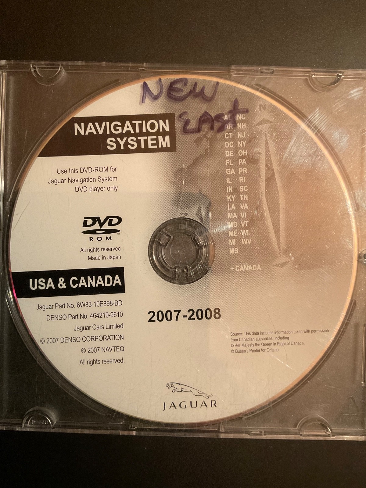2007 2008 2009 Jaguar XK XKR & Convertible Navigation DVD SET East & West Map