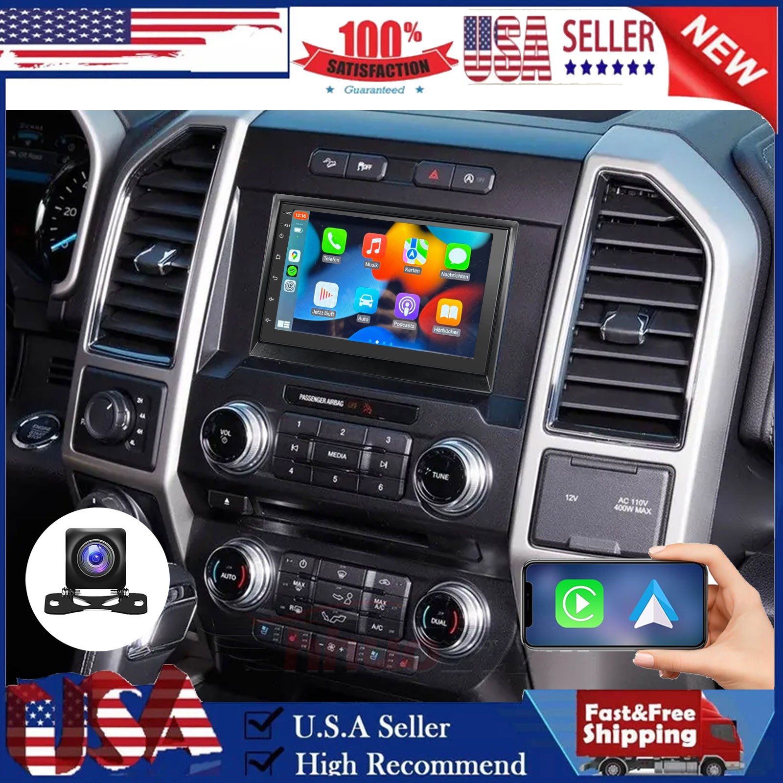 For Ford E-150 E-250 2009-2013 Wireless Carplay Car Radio Android 13 GPS Stereo