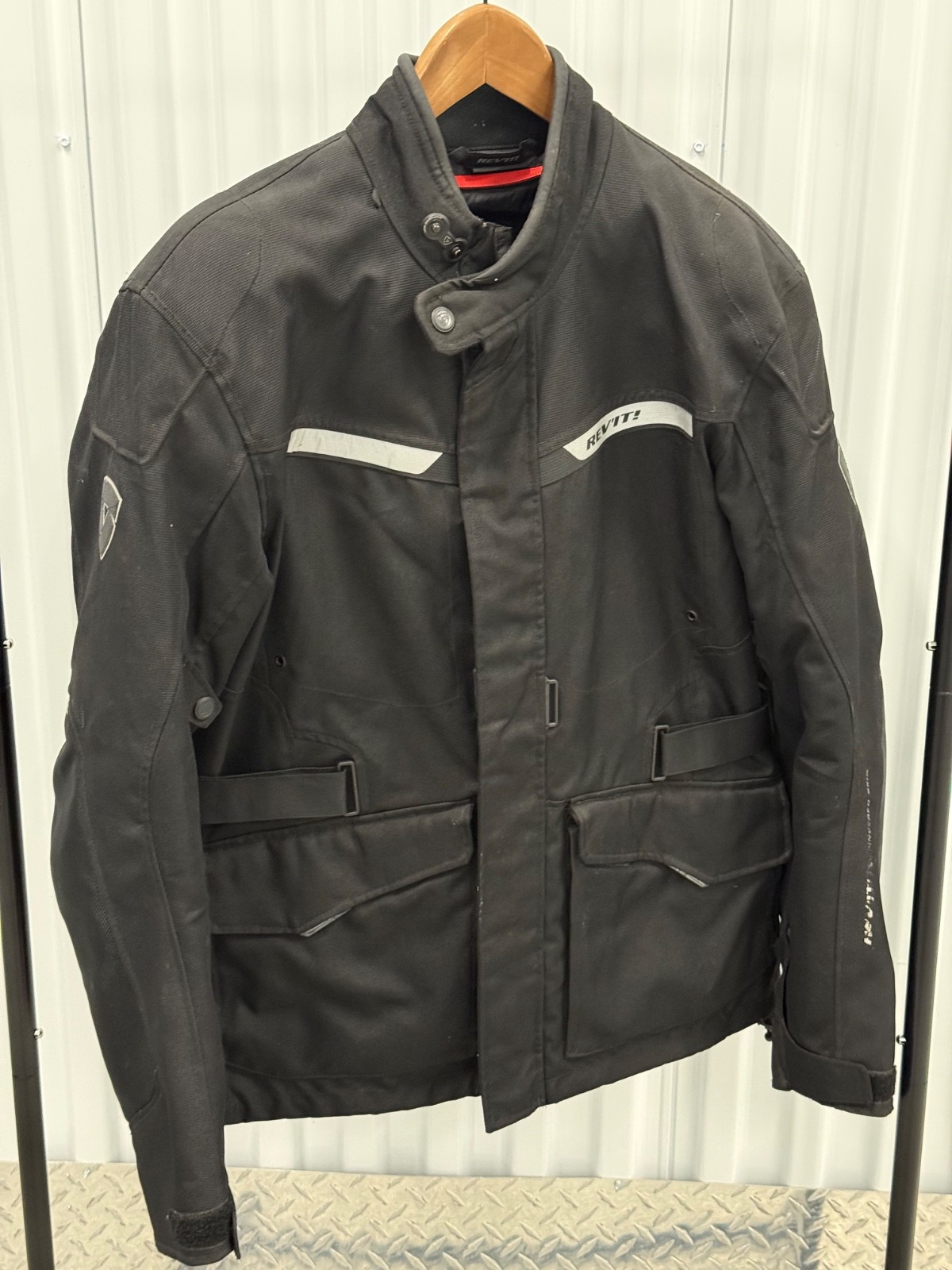 REV\'IT Motorcycle Riding Jacket Black Textile Touring Adjustable Waist