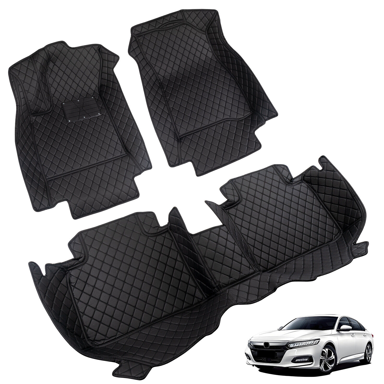 Luxury Leather Car Floor Mats For Honda Accord 2023-2024 Front&Rear 3PCS Liners 