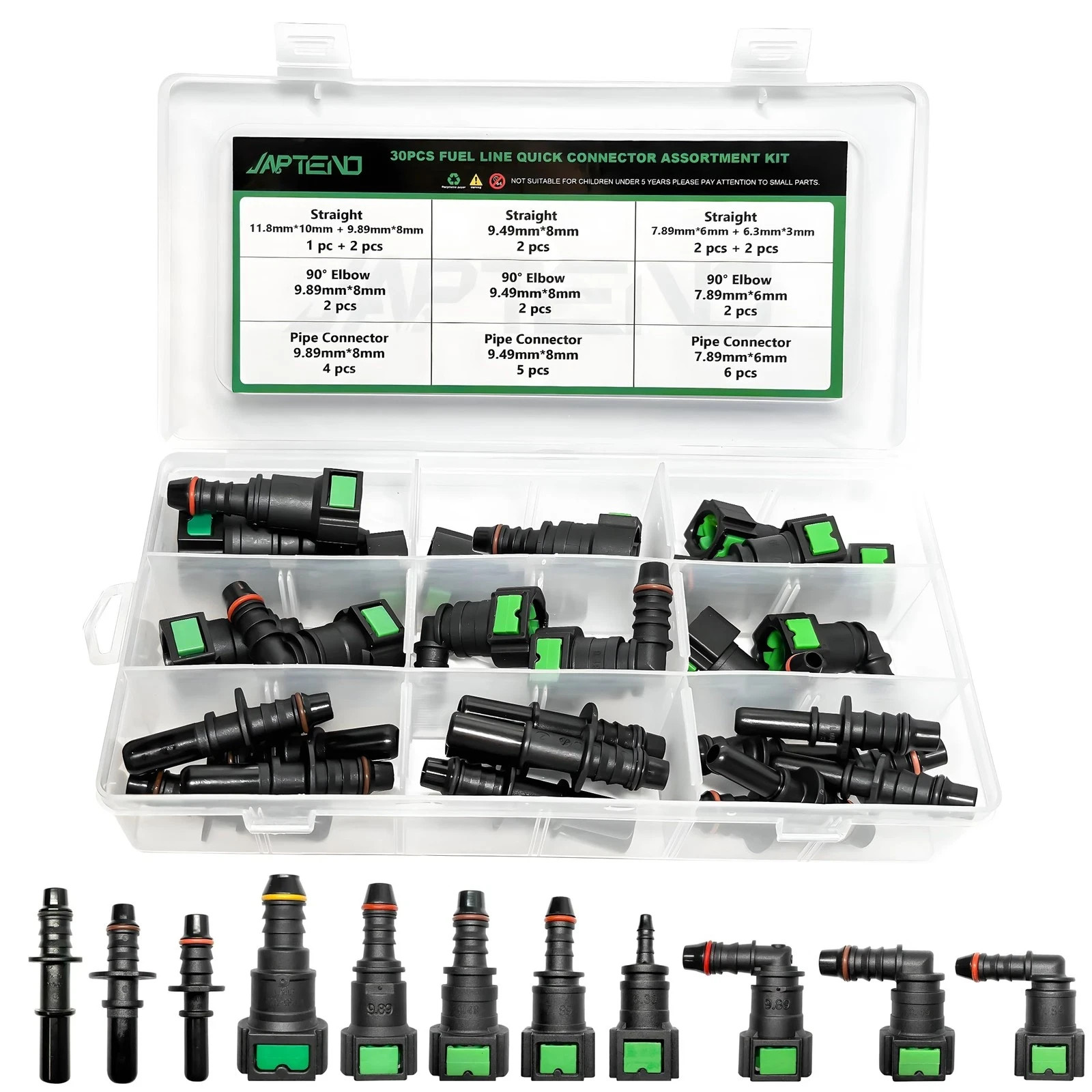 Japtend Fuel Line Repair Kit, 30pcs Fuel Line Quick Connector Assortment Kit 11