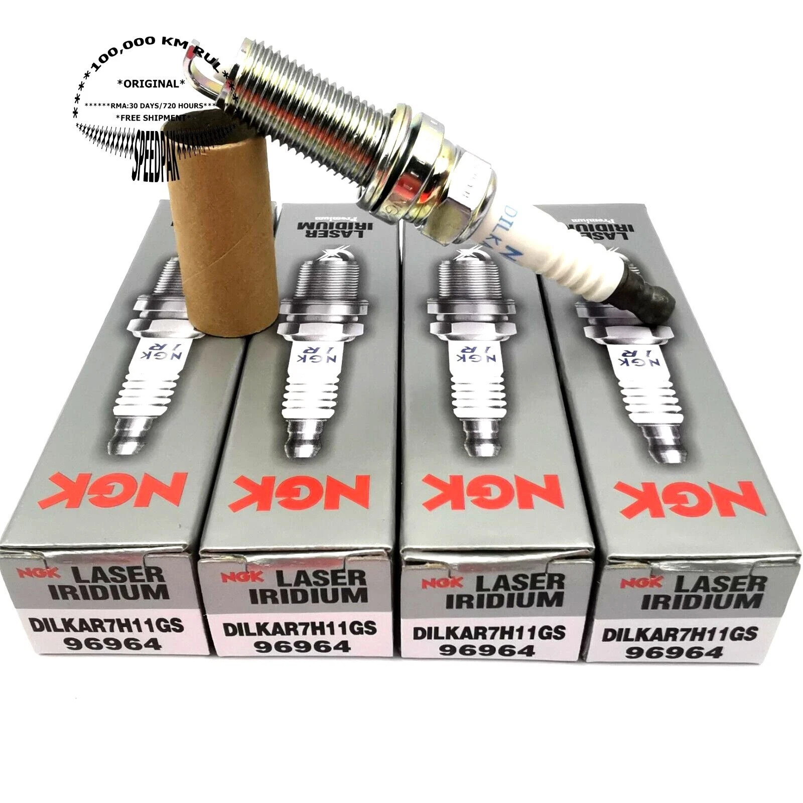 Set of 4 Genuine NGK 96964 Laser Iridium Spark Plugs DILKAR7H11GS