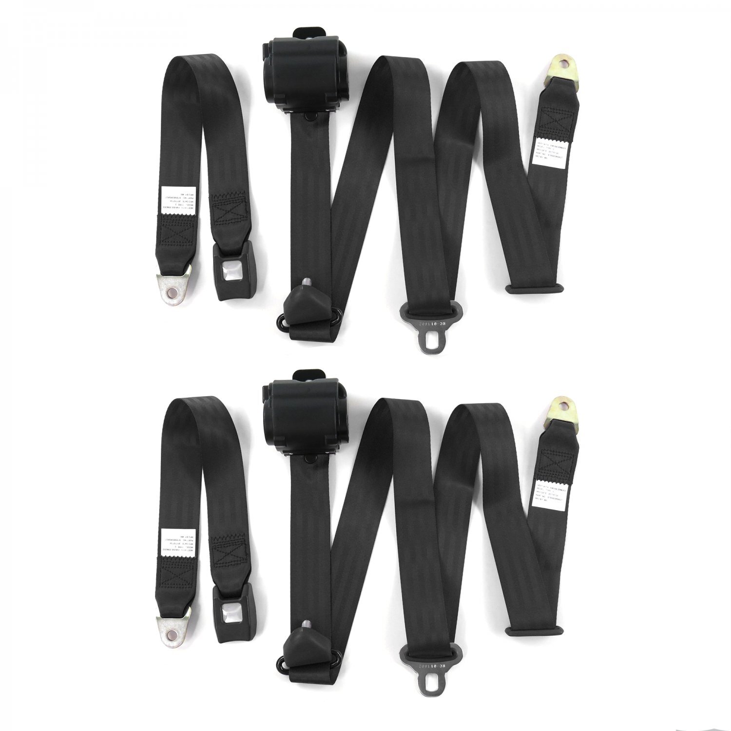 Chevy Truck 1963 - 1966 Standard 3pt BK Retract Bucket Seat Belt Kit-2 Belts