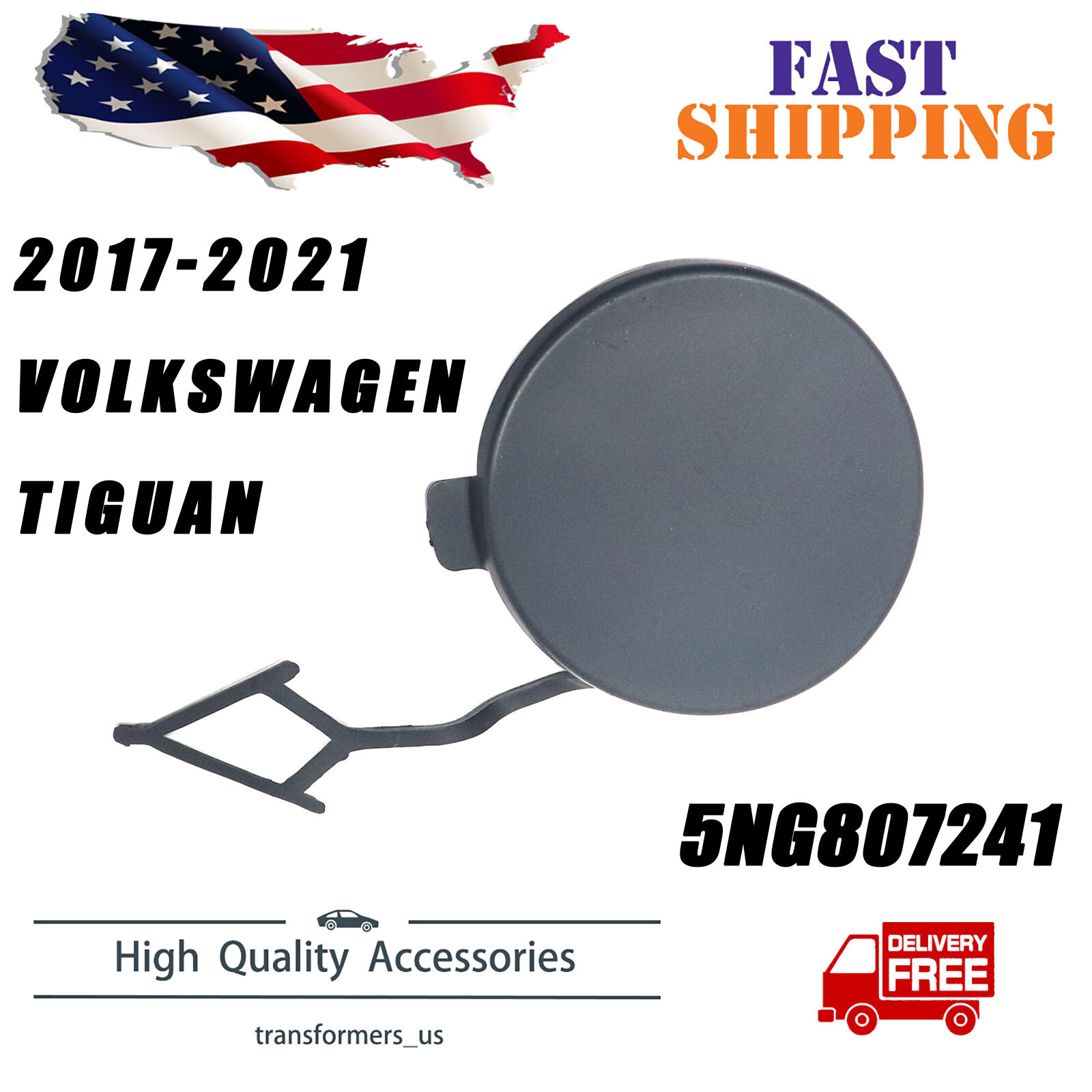 Front Bumper Tow Hook Cover Cap For Volkswagen Tiguan 2017-2021 Brand New