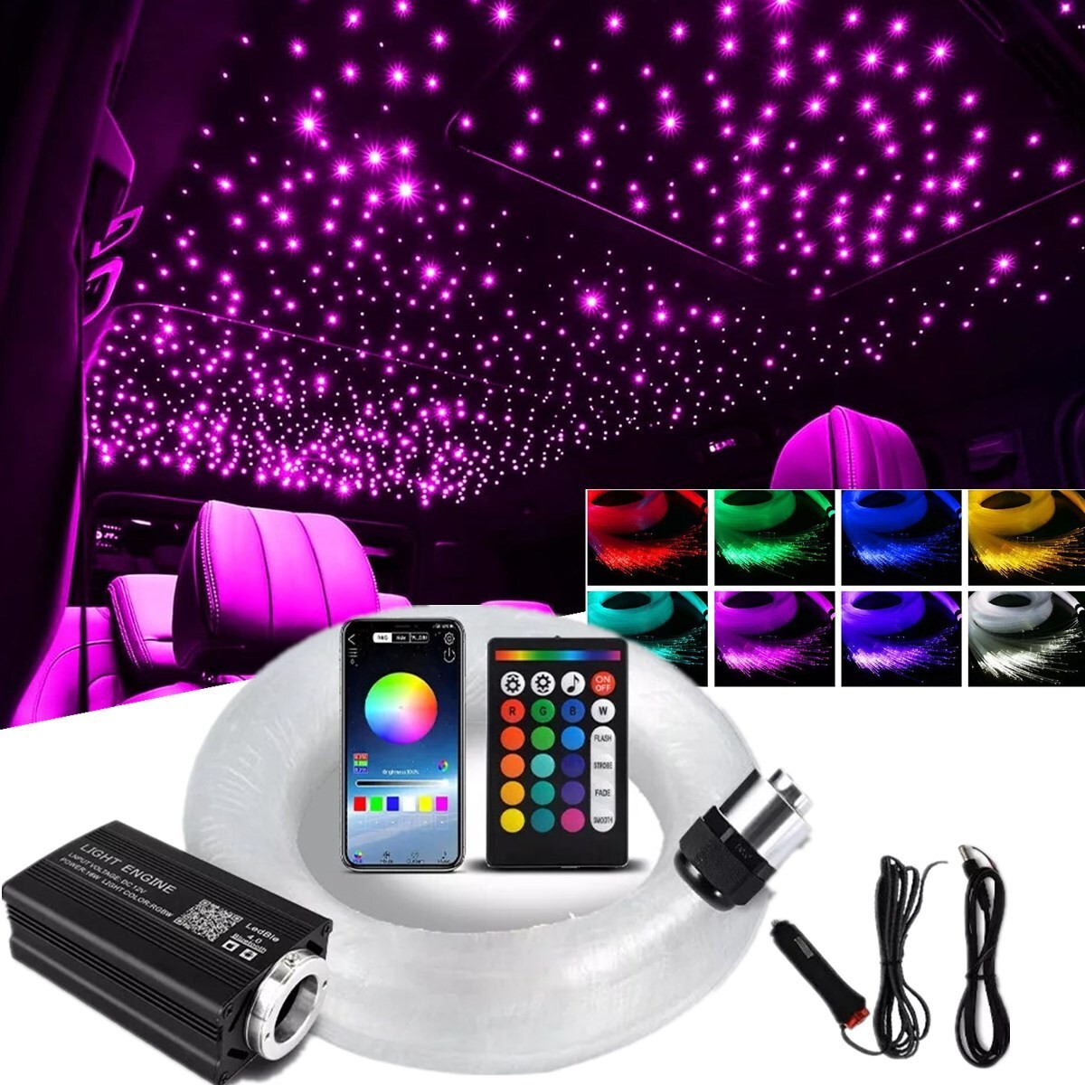 1000PC Car Home Headliner Star Light Kit Roof Twinkle Ceiling Lights Fiber Optic 1000PC Car Home Headliner Star Light Kit Roof Twinkle Ceiling Lights Fiber Optic