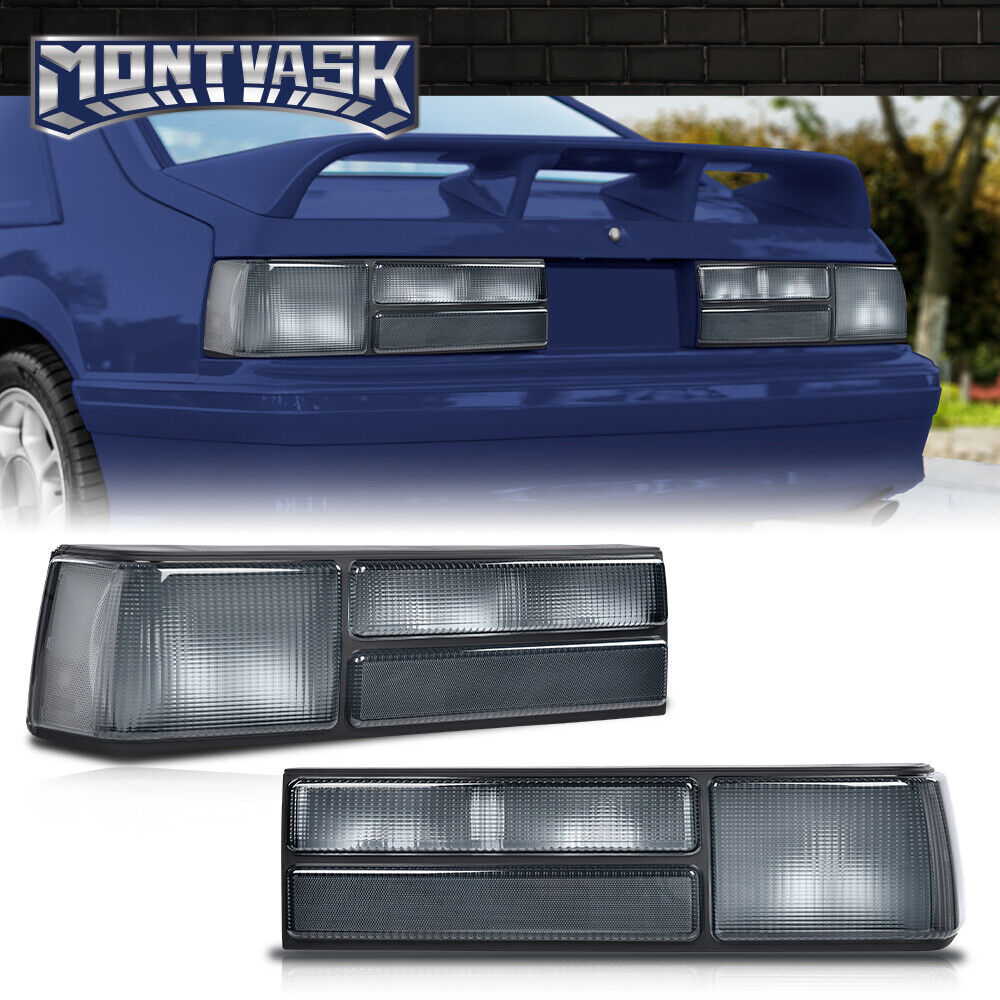 Fit For 87-93 Ford Mustang LX Smoke Tail Lights Brake Lamps Left+Right Side