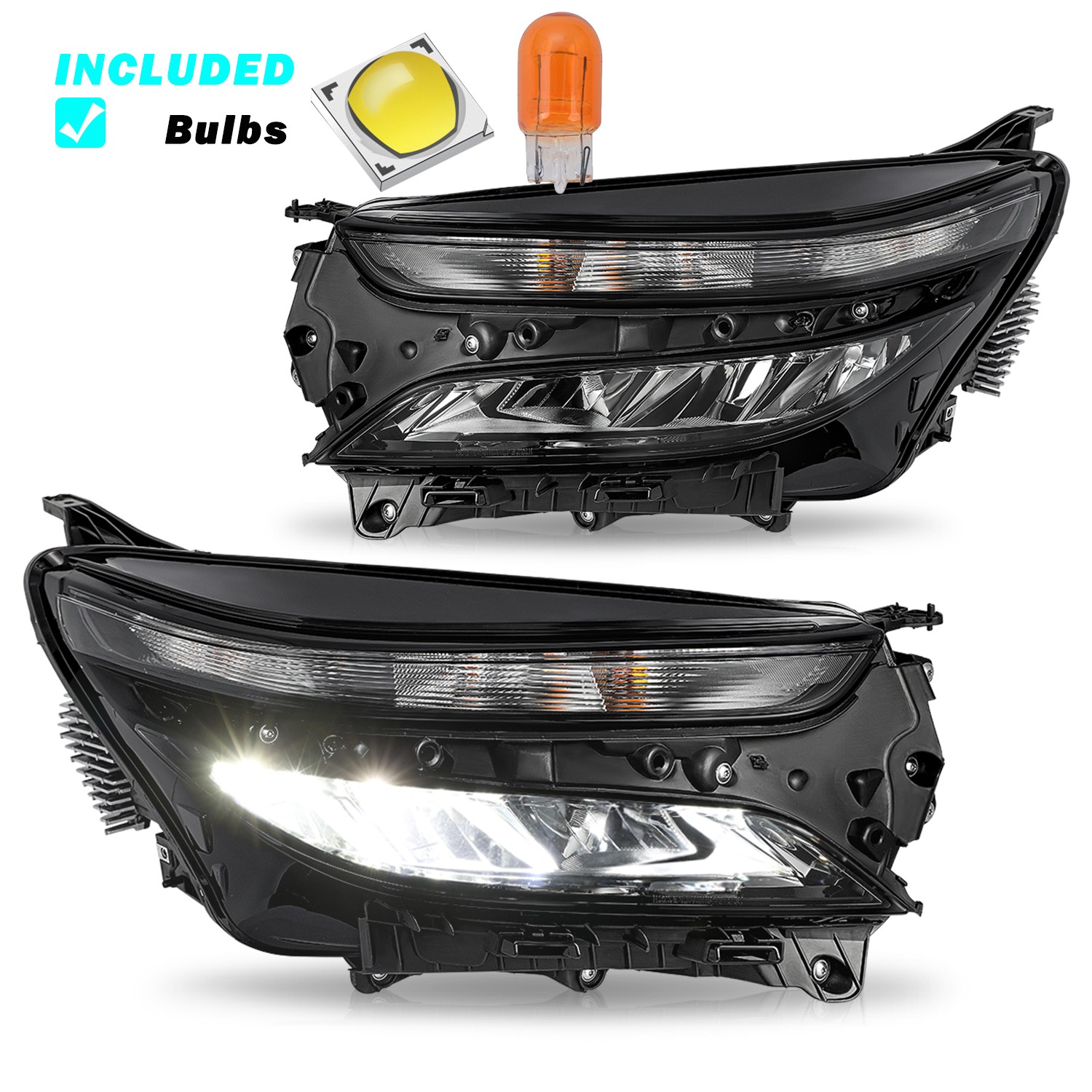 For 2022-2024 Chevy Equinox LS LED Reflect w/Halogen Signal Headlight Left+Right