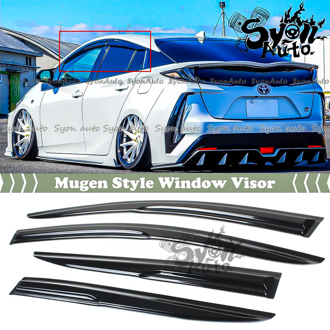 FITS 2016-2022 TOYOTA PRIUS JDM 3D MUGEN STYLE WINDOW VISOR RAIN GUARD DEFLECTOR