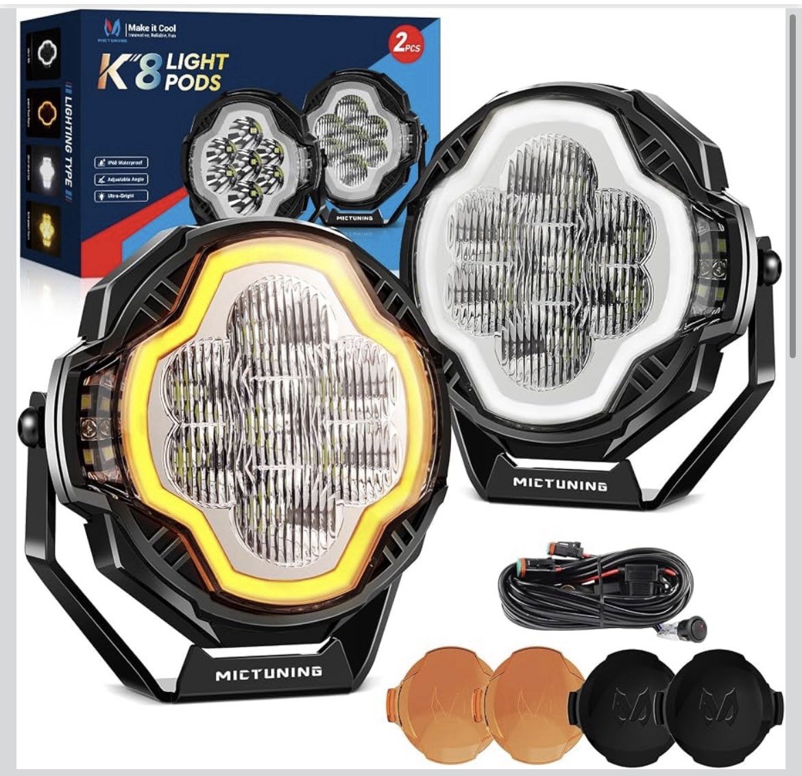 5 Inch 70W K8 Halo UltraDrive Lights Pods, 5100LM Driving Side Shooters LED Pods 5 Inch 70W K8 Halo UltraDrive Lights Pods, 5100LM Driving Side Shooters LED Pods