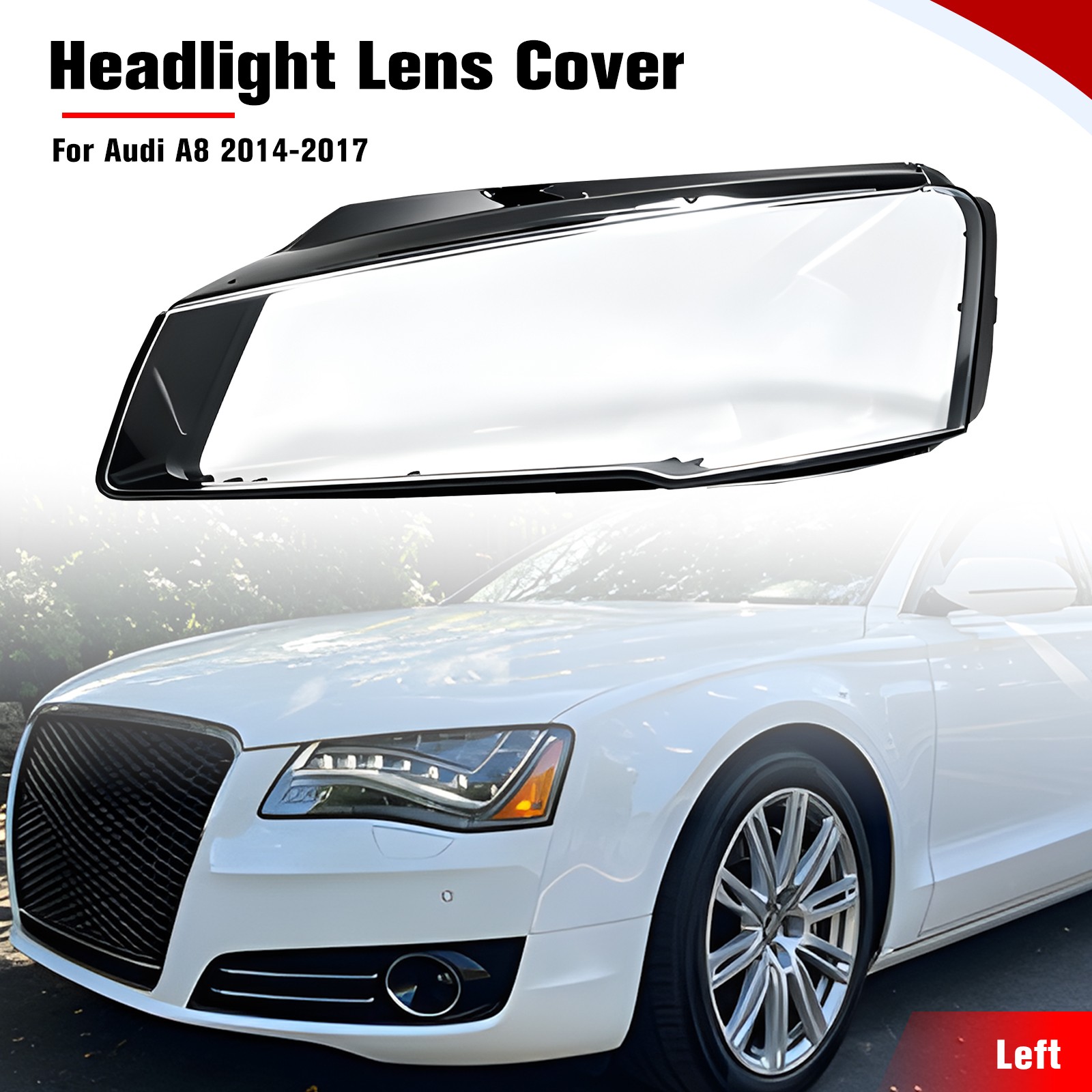 Fits For Audi A8 2014-2017 Clear Headlight Shell Cover Headlamp Lens Right Left