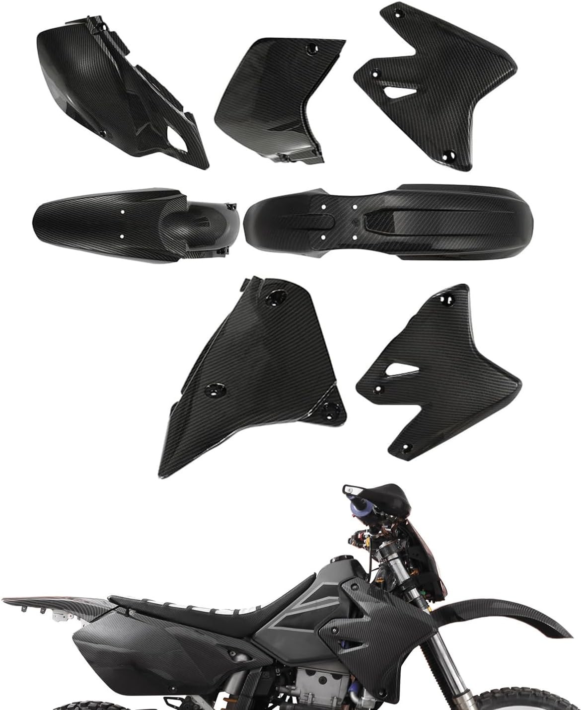 Full Bodywork Fairing Plastic Kit 7pc For DRZ400 E S SM Imitation Carbon Fiber