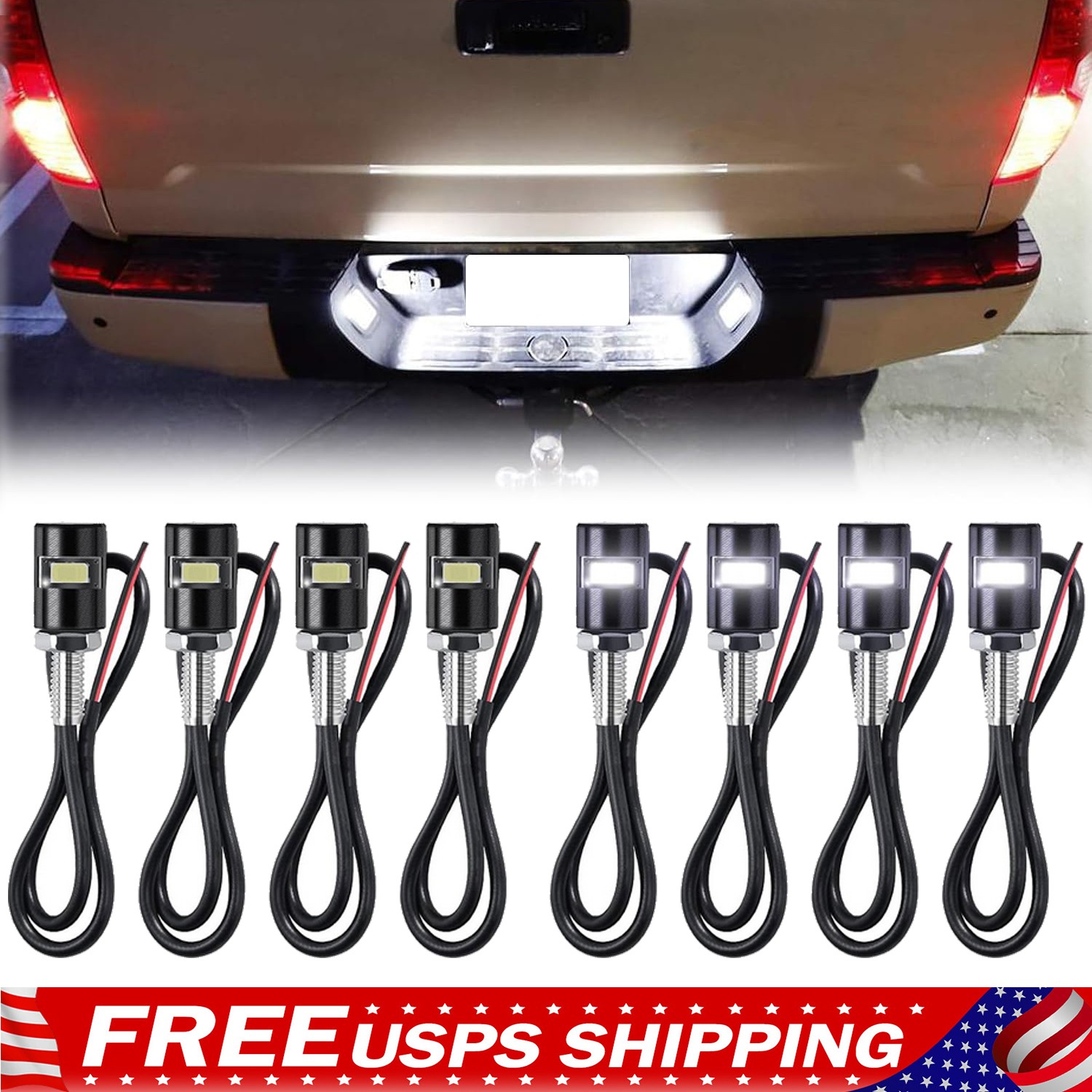 2-8pcs License Plate Light, 12V White Led Bulb Tag Light, Waterproof License Tag