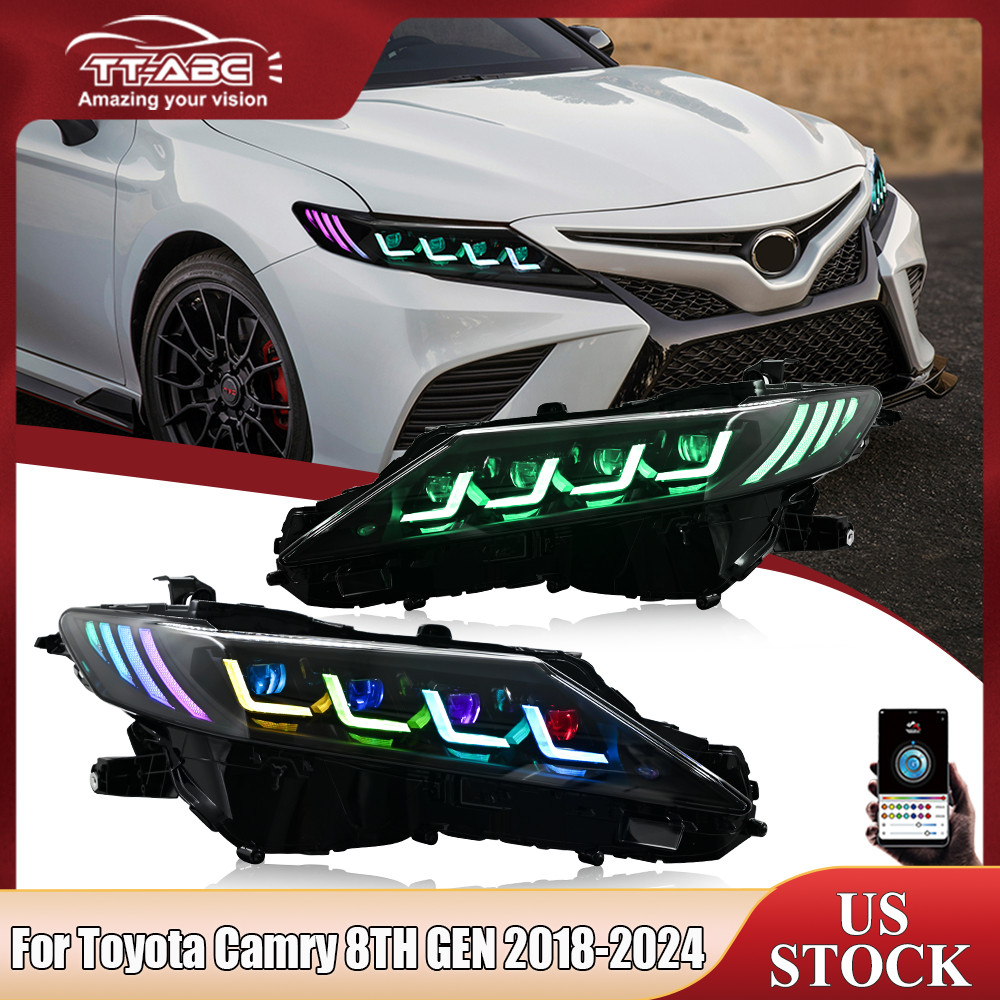 TT-ABC RGB LED Headlights For Toyota Camry Sedan 2018-2024 Upgrade Assembly Pair