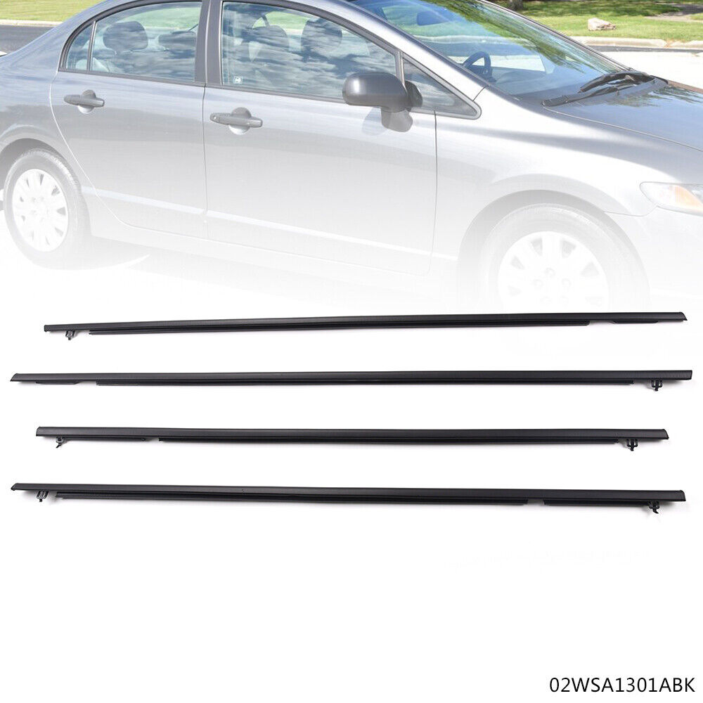 4 pcs Window Replace Weatherstrip Seal Fit For 06-11 Honda Civic Sedan Car Door