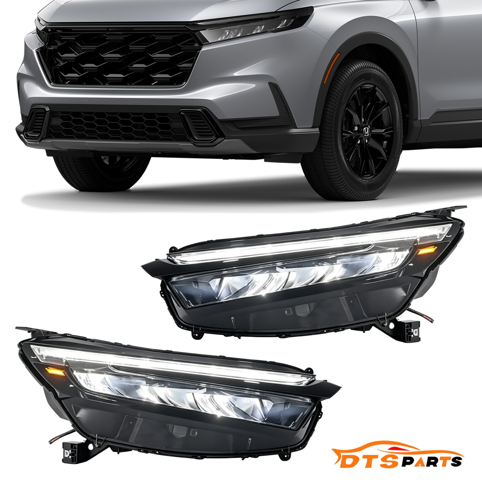 Pair Left & Right For 2023-2026 Honda CR-V CRV Headlight Black Trim Lamps LED