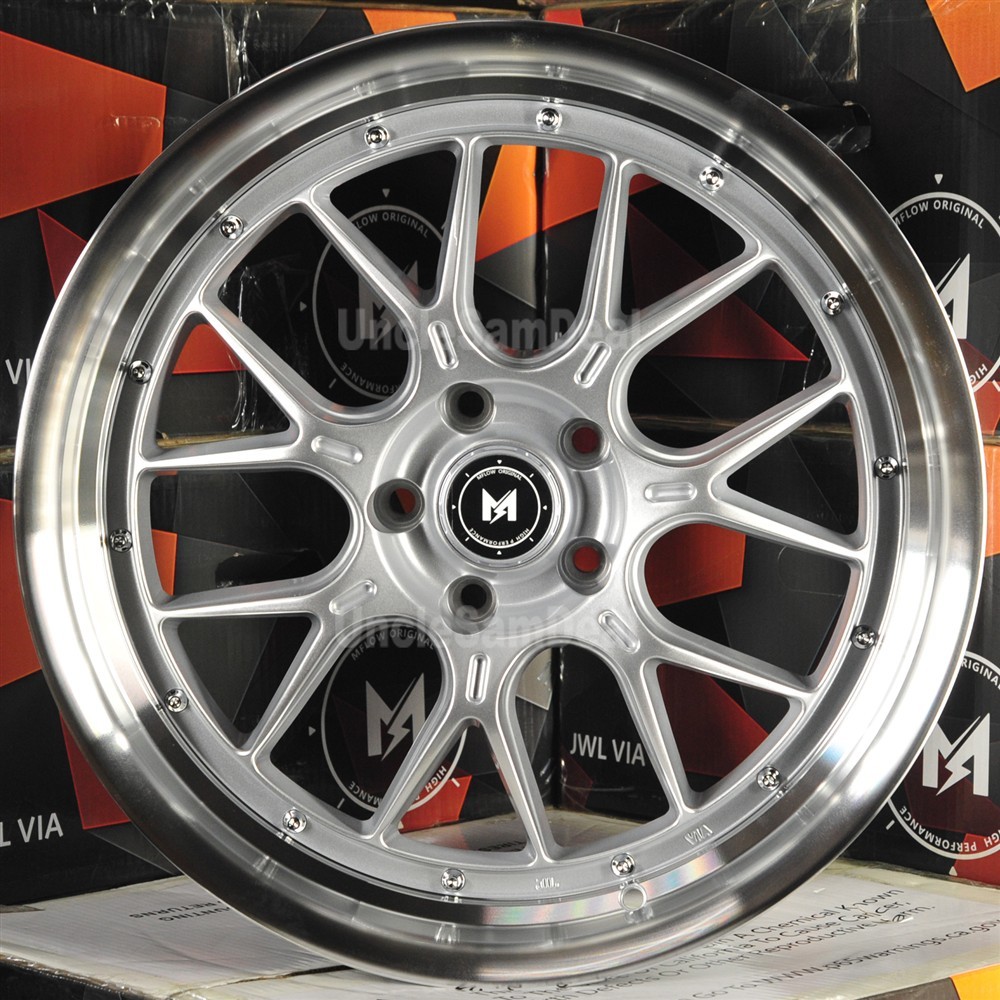 Staggered 20x8.5 20x9.5 5x114.3 Mflow MFL2 silver machine lip 16 spokes 4 wheels