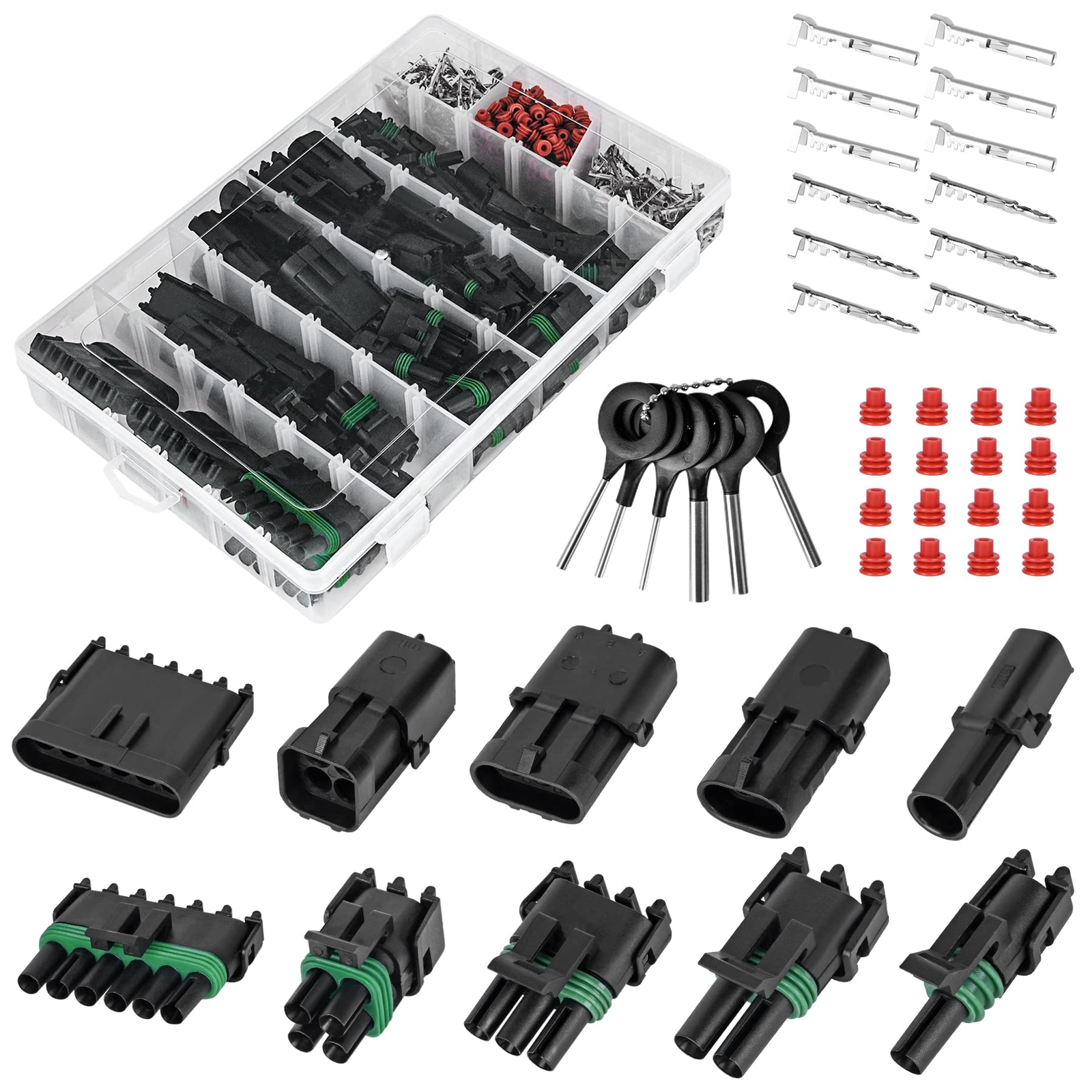 376pcs 25 Kits Waterproof Automotive Electrical Connectors 1/2/3/4/6 Male&female 376pcs 25 Kits Waterproof Automotive Electrical Connectors 1/2/3/4/6 Male&female