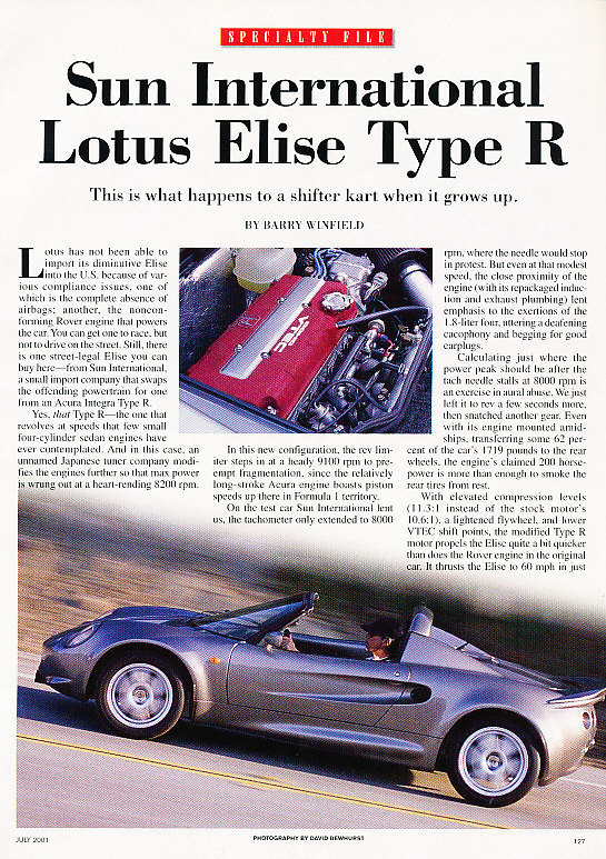 2001 Lotus Elise Type R - Classic Article D65