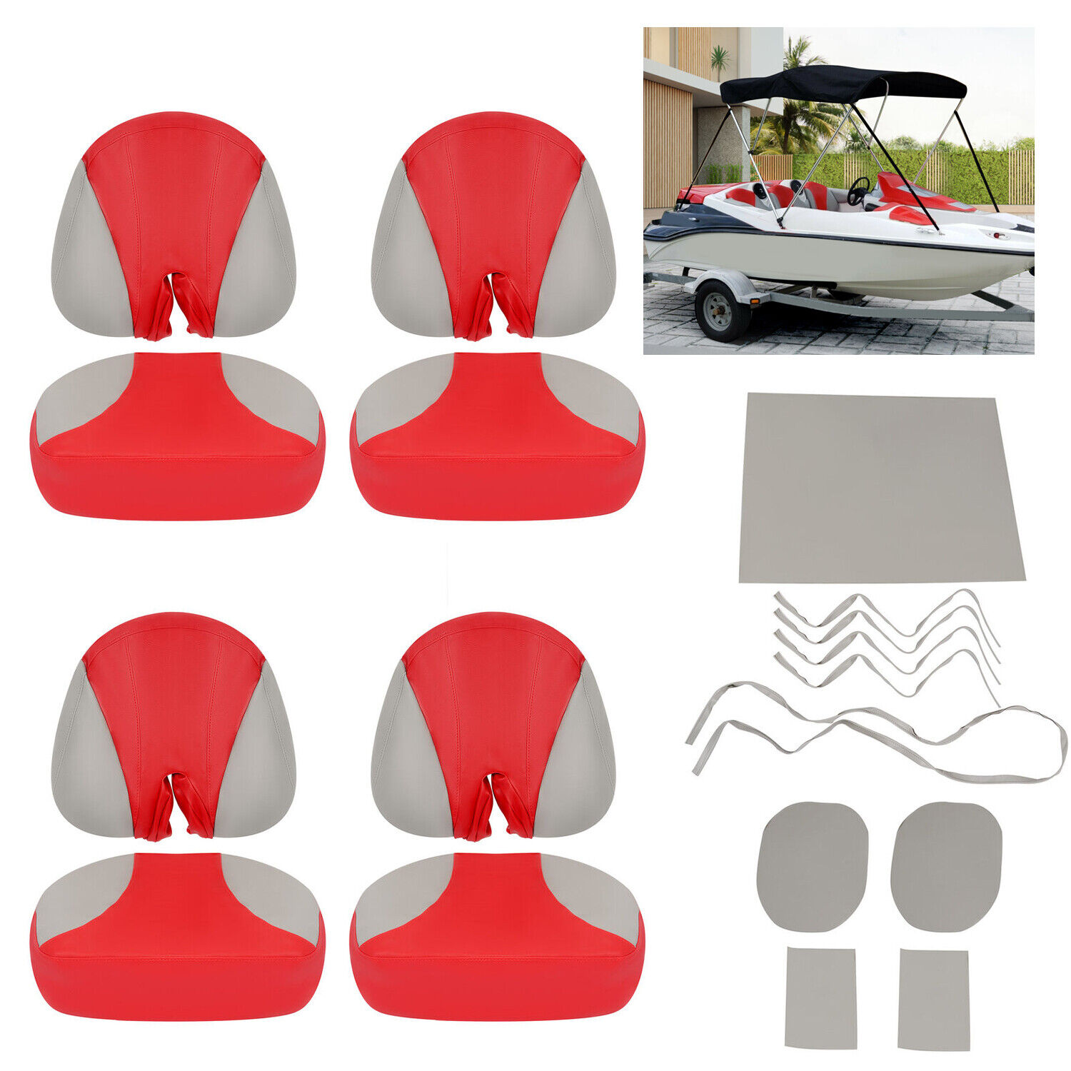 PVC Red Gray Full Set  Seat Covers For Sea-Doo Speedster 150 2007-2011 2008 2009