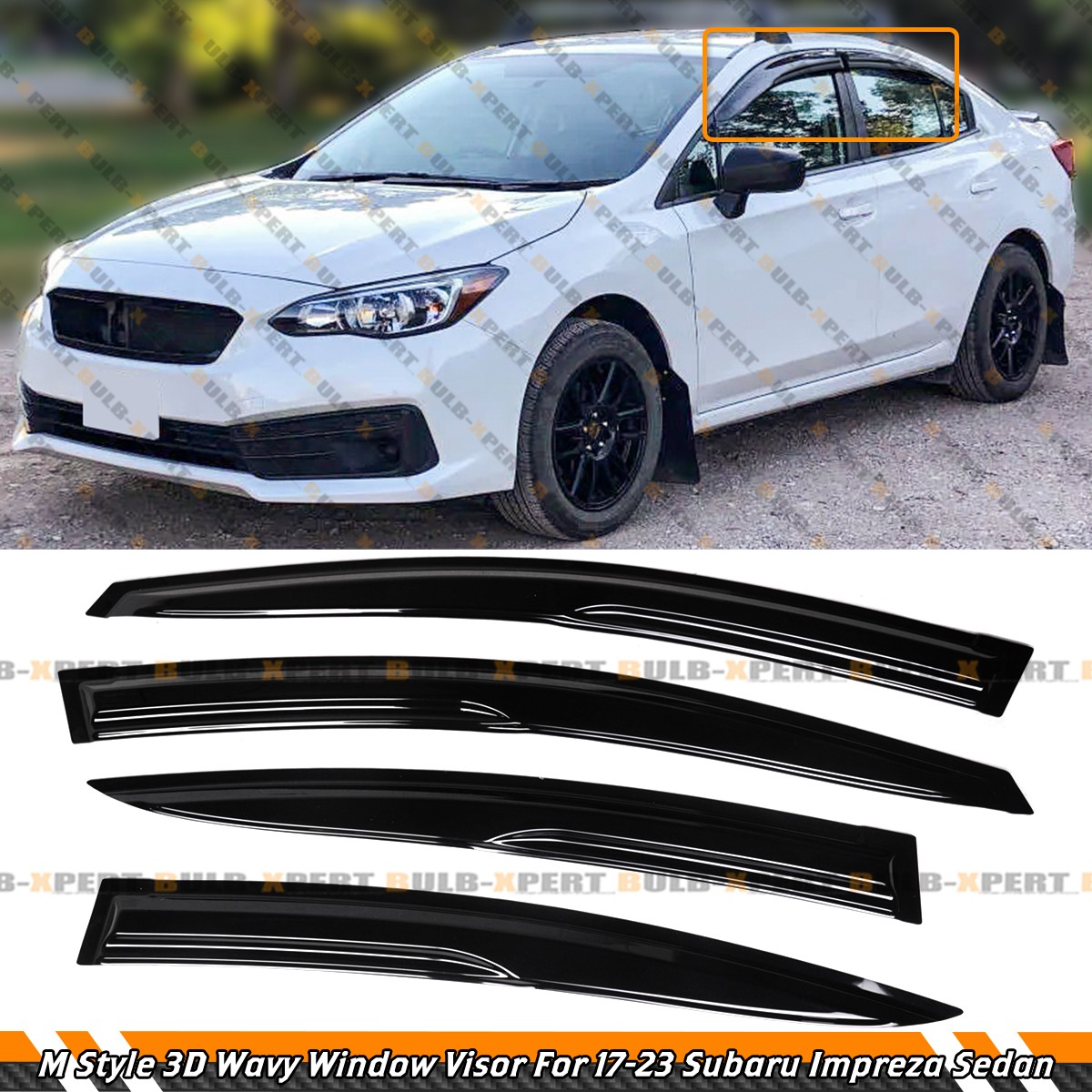 For 17-23 Subaru Impreza Sedan M Style 3D Wavy Window Visor Rain Guard Deflector