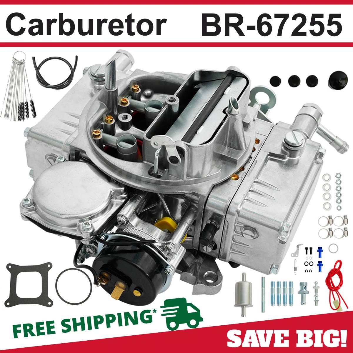 4 Barrel 650 CFM Brawler Double-Pumper Carburetor Electric Choke Carb  BR-67255