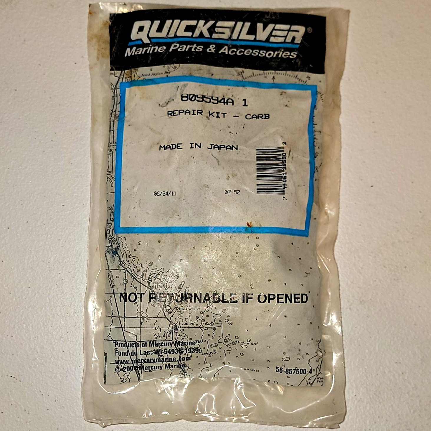 809594A1 NEW GENUINE OEM MERCURY QUICKSILVER CARBURETOR REPAIR KIT