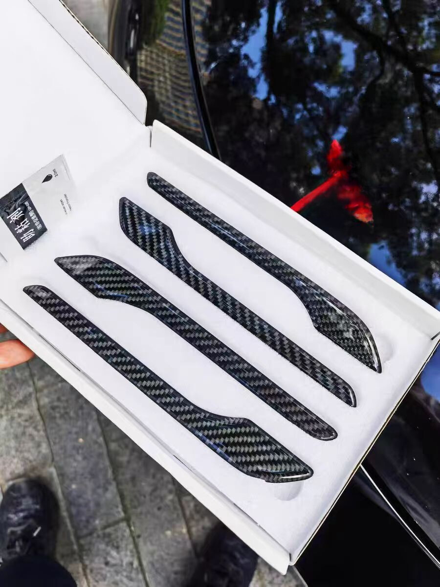4x Real Carbon Fiber Door Handle Cover Sticker Decal For Tesla Model 3 Y